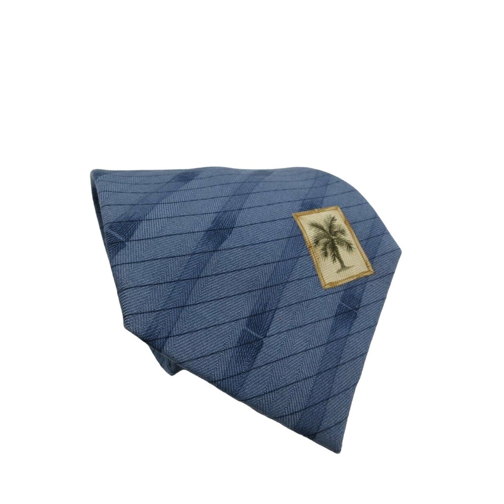 Tommy Bahama Men's Silk Necktie 2 Tone Blue Diagonal Stripe
